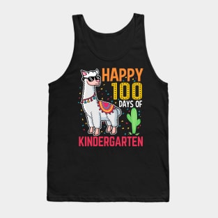 Llama Happy 100 Days Of Kindergarten Students Teacher Tank Top